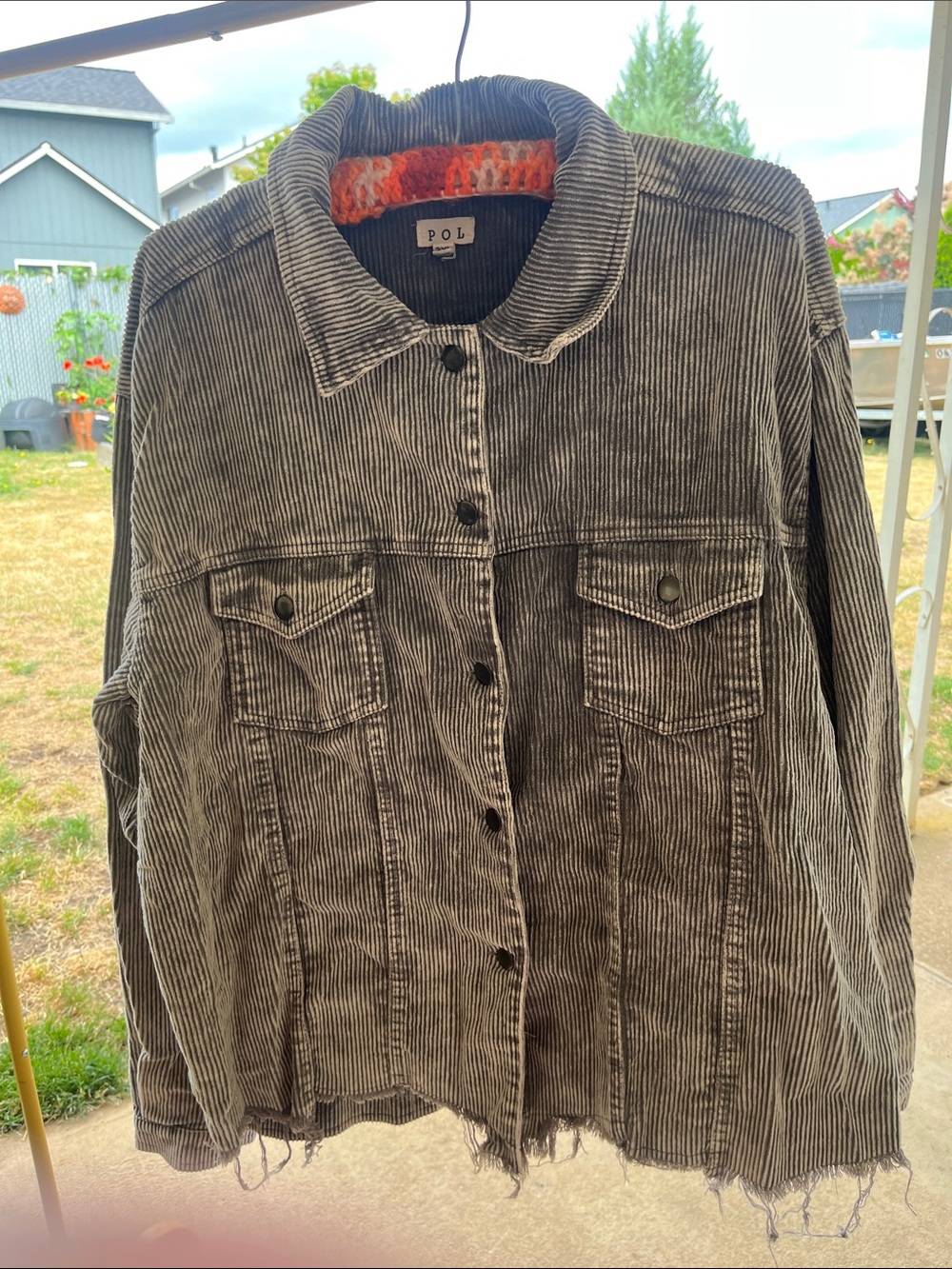 POL Black/grey & White Pinstriped Corduroy Jacket
